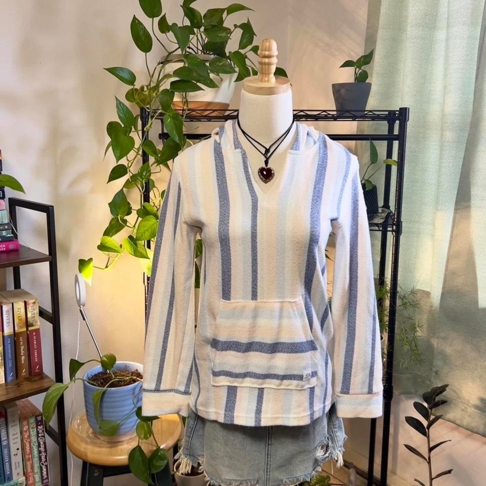 Roxy Striped Poncho Hoodie Size XS Beachy Coastal Surfer